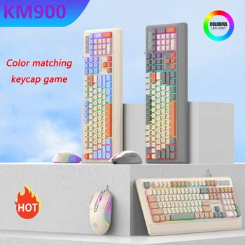 Miniso KM900 Kabeliniai žaidimai Konkurencinga mechaninė klaviatūra Pelė Spalvingas klavišų dangtelis Liuminescenciniai priedai kompiuteriniam nešiojamam kompiuteriui