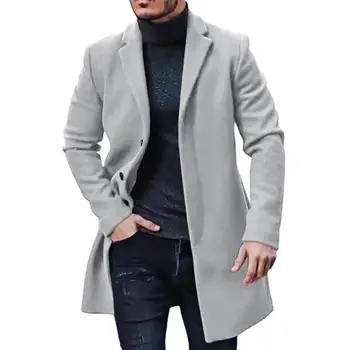 Minkšti vyriški viršutiniai drabužiai Stilingas vyriškas žieminis paltas Susagstomas atlapas Laisvalaikio laisvalaikis Tinka Šilti viršutiniai drabužiai rudeniniam žieminiam Striukės paltas