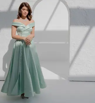 Mint Green Summer Naujos prom suknelės moterims 2023 Berankovės nuo pečių A-Line elegantiškos oficialios suknelės Robes De платье вечернeе