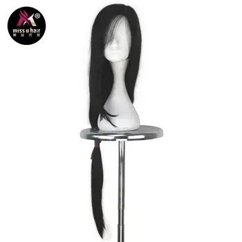 Miss U Hair Girl Adult Synthetic Long Straight Black Color Hair Game Cosplay kostiuminis perukas