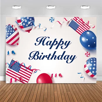 MOCSICKA Amerikos vėliavos tema Su gimtadieniu Fotografijos fonas Balionai Gimtadienio vakarėlis Fonai Dekoro reklamjuostė Fotosesija