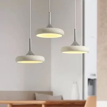 Modern LED pakabinama šviesa Minimalistinė balta disko formos pakabinama lempa Miegamasis Svetainės Biuro studijos Šviestuvas Blizgesys