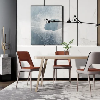 Moderni paprasta europietiška valgomojo kėdė šviesi prabangi dizainerio odinė kėdė atlošas namai Nordic Leisure Hotel Restoranas