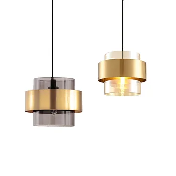 Modernios stiklinės pakabinamos lempos Gintaro spalvos pakabinama LED lemputė dekoravimui Valgomasis Svetainė Miegamasis Virtuvė Baras Auksinis meno šviestuvas