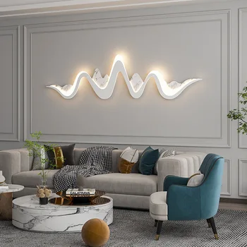 Modernus dizaineris Šviesus Prabangi svetainė Fonas Sienų apdaila Sieninis šviestuvas Nordic Creative Villa Hotel Didelio dydžio sieninis šviestuvas