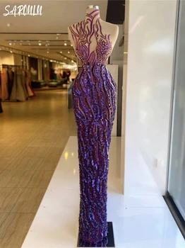 Modernus HIgh kaklo nuotakos chalatas Prabangus karoliukai Tiesios nuotakos suknelės Elegantiška grindų ilgio vakarinė suknelė Vestidos De Novia