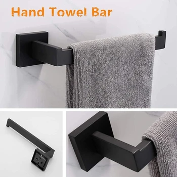 Modernus juodas rankšluosčių kabliukas Patogus ir patvarus rankšluosčių laikymo stovas Universalus kabliukas vonios kambario ir virtuvės organizavimui
