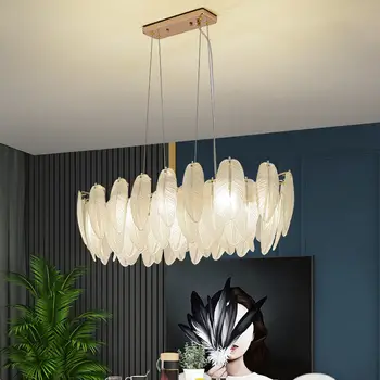 Modernūs LED šviestuvai svetainei Valgomasis Miegamasis Virtuvės akiniai Plunksnų šviestuvai Prabangus auksinis meno dekoras Pakabinamas šviestuvas