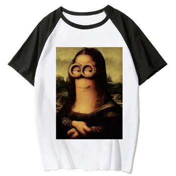 Mona Liza marškinėliai moteriški komiški gatvės drabužiai vasaros marškinėliai mergina grafiniai japoniški drabužiai