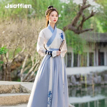 Moteris Tradiciniai Hanfu drabužiai Kinų senovinis vakarėlis Cosplay kostiumas Lady Swordsman Suaugusieji Helovino rytietiškų šokių apranga