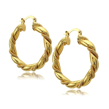 Moteriški elegantiški Trend ausų žiedai Papuošalai dovanoja nerūdijančio plieno gobtuvo auskarus Individualus logotipas vintažinis auksinis didelis apvalus auskaras