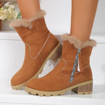 Moteriški plokščii batai su užtrauktuku-moterys Žieminė avalynė Apvalus pirštas Klumpių platforma Prabangūs dizainerio rudens batai Žemas 2023 m. mados kulkšnis