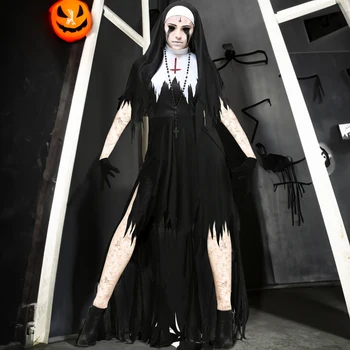 Moterys Helovino vienuolės suknelė Helovinas Cosplay vakarėlio apranga Dovana meilužei merginai Draugas d88