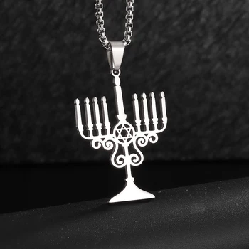 Moterys Vyrai Nerūdijančio plieno žydų menora Dovydo pakabuko žvaigždė Judaizmas Hebrajų tikėjimas Apšvietimas Amuletas Vėrinys Elegantiški papuošalai