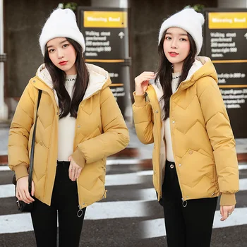 Moterų 2023 m. nauja žieminė apatinė medvilninė striukė oversized laisvas moteriškas šiltas ilgas paltas Vėjui atsparūs viršutiniai drabužiai su gobtuvu