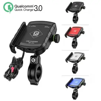 Motociklo telefono laikiklis USB QC3.0 greitasis įkroviklis Motociklų veidrodėlis Mobilus stovas Palaikymas QI belaidžio įkrovimo GPS mobiliojo telefono laikiklis