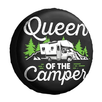 Motorhome RV Camping Queen Of The Camper Spare Tire Cover Case Cartoon Campervan Wheel Covers for Jeep Hummer 14'' 15