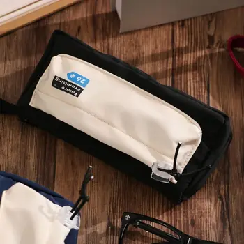 Multi Pocket Desktop Storage Pouch Japoniško stiliaus daugiasluoksnis didelės talpos kanceliarinių prekių krepšys vandeniui atsparus pieštuko maišelis Studentas