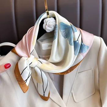Muslim The Four Seasons Shawls Fashion Muffler 70X70CM Kerchief Women Beach Shield Sun Silk Scarves Luxury Brand Square Headscarf