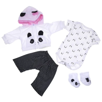 N80C Žaisliniai drabužiai kūdikiams 17-18 colių lėlės mergaitės pandos aprangos aksesuarams 4vnt Derantys drabužiai Kalėdų dovana