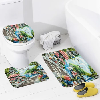 namų vonios kambario grindų kilimėliai Modernaus šiaurietiško stiliaus vonia Pėdų kilimėlis Modernūs vonios kambario aksesuarai Kilimėlis Tualeto kilimėlis Vonia neslystantis kilimas
