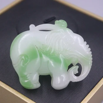 Natural Jade Vyrai Moterys Geriausia dovana Palaiminti Lucky White Green Eelephant pakabukas
