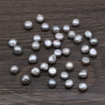 Natūralaus perlo pilka horizontali skylė Dvipusis šviesus apvalus karoliukas papuošalams gaminti Karoliai Auskarų aksesuarai Žavesio dovana20PCS