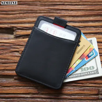 Natūralios odos kortelių laikiklis Piniginė vyrams Vyriškas vintažinis verslas Trumpas mažas plonas minimalistinis kreditinių kortelių laikiklis Dėklas Mini piniginė