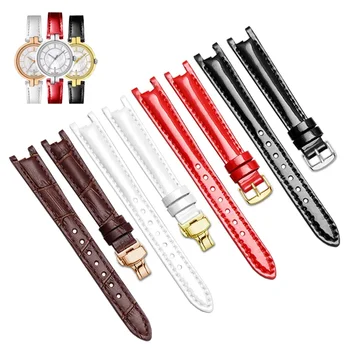 Natūralios odos laikrodžio juosta, tinkama Tissot T094210A FLAMINGO serijai 1853 Moterų juodai baltos raudonos spalvos įpjovos laikrodžių grandinės tendencija