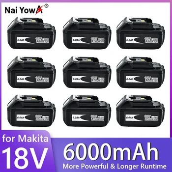 Nauja 18V Makita baterijai 6000mAh įkraunama elektrinių įrankių baterija su LED ličio jonų keitimu LXT BL1860B BL1860 BL1850