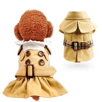 NAUJA 2020 m. pavasario suknelės šunims Drabužiai Škotija Pledas Šunų suknelės Rankovių sijonas Princesės šunų kailis Drabužiai Naminių gyvūnėlių drabužiai Reikmenys