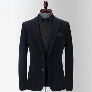 Naujas 2023 m. rudens žiemos velvetinis siuvinėjimas Blazer striukė Slim Fit Outwear Smart Casual Aukštos kokybės jaunų vyrų kostiumas