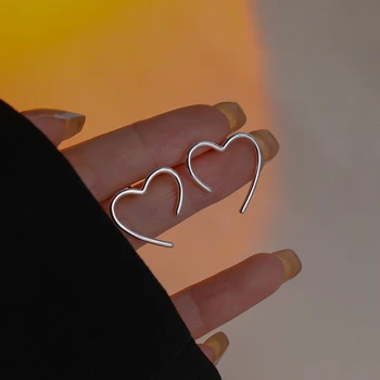 Naujas atviras sidabro spalvos širdies formos linijos auskaras moterims Minimalizmas MEILĖ vestuvių vakarėlio papuošalai Kalėdų mergaitės draugo dovana