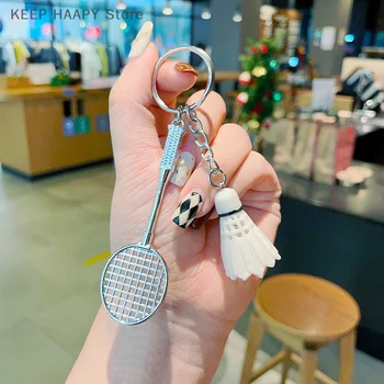 Naujas badmintono raktų pakabukas Šaunus metalinis raktų pakabukas Automobilio raktų pakabukas Raktų pakabukas Badmintono mylėtojui Sporto entuziastų dovana