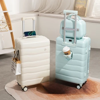 Naujas mažas šviežių saldainių spalvos kelioninis daugiafunkcis bagažas Vežimėlio dėžė su puodelio laikikliu ir lazdele