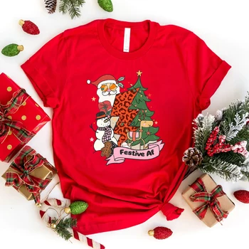 Nauji Kalėdiniai šventiniai Af Print marškinėliai moterims Vyrai Vasariniai marškinėliai Harajuku Casual Round Neck Trumpomis rankovėmis
