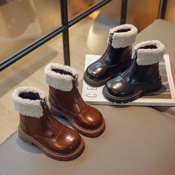 Nauji rudens ir žiemos vaikų aksominiai šilti medvilniniai batai mergaitėms, stilingi minkšto pado princesės batai