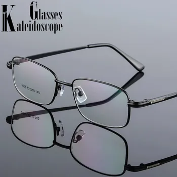 Nauji verslo akiniai Rėmeliai Vyrai Skaidrus lydinys Titano akiniai Rėmelis Vyrai Kvadratiniai optiniai akių akiniai Vyriški akiniai