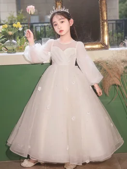 Naujos baltos suknelės vaikams Mergaitės Princesė Elegantiškos vestuvės Svečias Vaikai Pamergė Nėriniuota suknelė Vakarinė suknelė Vakarinė suknelė 3 6 14 metų