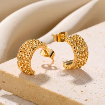 Nerūdijančio plieno kvadratiniai auskarai moterims Aukso spalvos geometriniai lankelių auskarai Moteriškos mados ausų papuošalai Brincos dovana 2023 Nauja