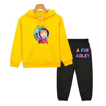 New Girls A for Adley Cartoon Print Clothing Spring Autumn Kids Clothing Suits Cartoon Sets Children Boy Girls Sports Sportsuits
