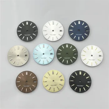 NH35 laikrodžio ciferblatas S ciferblatas 28,5 mm žurnalo konvertavimo ciferblatas BGW9 mėlynai žalias šviečiantis laikrodžio ciferblatas su S modifikuotais laikrodžių priedais