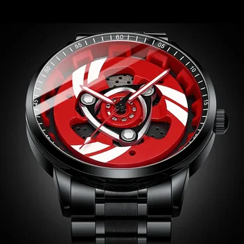 NIBOSI Real 3D besisukantis ratinis laikrodis Automobilio ratlankis Vyriški laikrodžiai Vandeniui atsparus kvarcas Vyrai Sportinis laikrodis Vyrams Laikrodis Mens Relogio Masculino