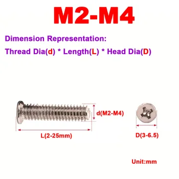 Nikeliuotas fm kryžius mažas atsuktas galvutės varžtas mažas plokščios galvutės elektroninis varžtas M2.5M3