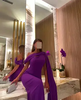 Noble Purple Vieno peties iškirptė Prom suknelė trumpomis rankovėmis su grindų ilgio vakarine vasariška vakarėlio suknele moterims2023
