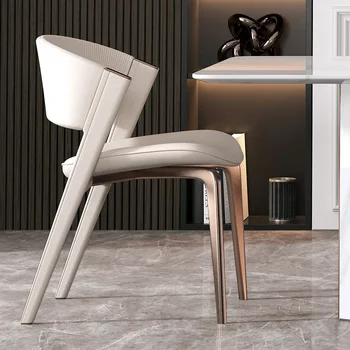 Nordic Light prabangi valgomojo kėdė namų ūkis modernus paprastas restoranas net raudona kėdė labai paprasta odinė kėdė atlošas šešios kėdės