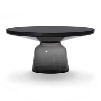 Nordic stikliniai kavos staliukai svetainės baldams Modernus minimalistinis stiklas Apvalus stalas Dizaineris Šviesus prabangus namų kavos staliukas