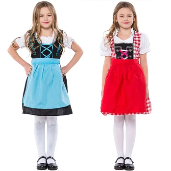 Oktoberfest Beer Kid Girls kostiumas Tradicinis vokiškas Fraulein Bavarijos Dirndl suknelė Helovino apranga