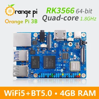 Orange Pi 3B 4GB RAM Rockchip RK3566 Mini PC Keturių branduolių 64 bitų WiFi+BLE Gigabit Paleiskite Android Linux OpenHarmony OS SBC viena plokštė