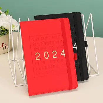 Organizuota planavimo darbotvarkė Sąsiuvinis 2024 m. Planavimo priemonė Užrašų knygelė su dirbtiniu odiniu viršeliu Mėnesio savaitės darbotvarkė iš pirmo žvilgsnio kalendorius